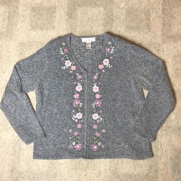 Vintage 1980’s Dress Barn Cottagecore Zip-Up Cardigan | Large - Picture 1 of 7